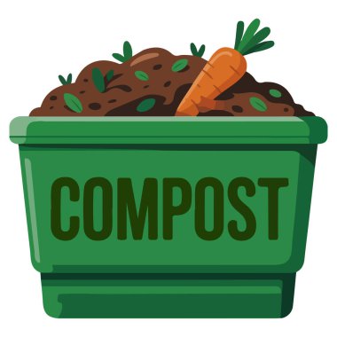 Organik atık konteynır bahçe vektörü grafiği