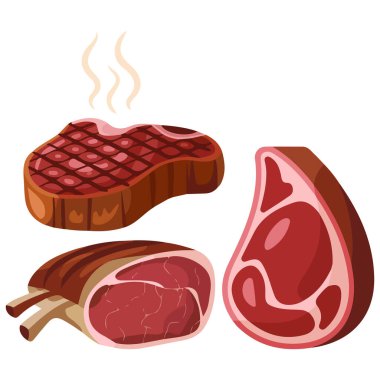 Et ürünleri pişirme bileşenleri vektör simgeleri