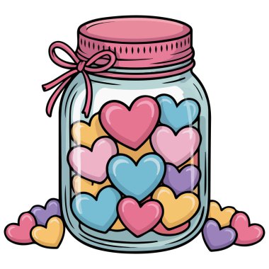 Kalpli cam kavanoz aşk temalı vektör sanatı