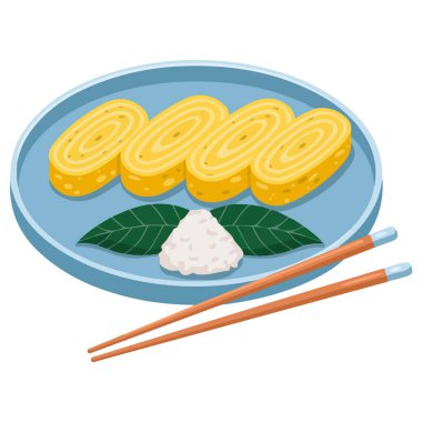 Japon omleti tamagoyaki Asya yemek vektörü