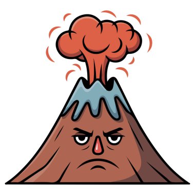 Kızgın volkan lav akış vektörüyle patlıyor.