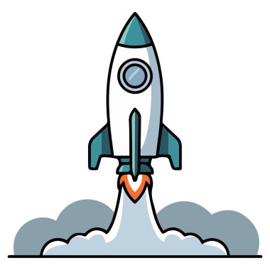 Uzay roketi duman izi vektörü ile fırlatılıyor