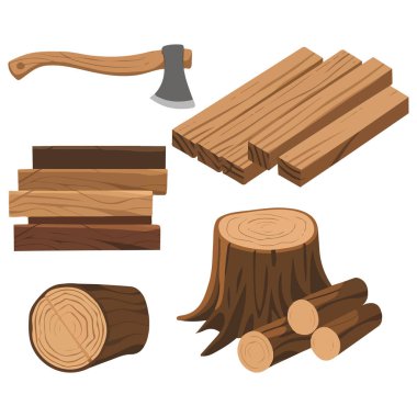 Balta ve doğranmış odun araçları vektör izole beyaz