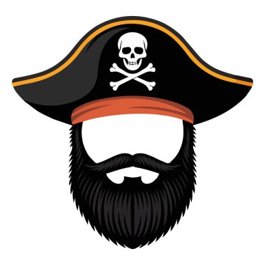 Korsan başlık vektör sanatı izole edilmiş beyaz arkaplan