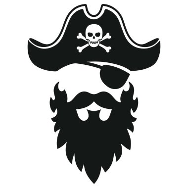 Klasik korsan şapka vektör grafiği izole edilmiş beyaz