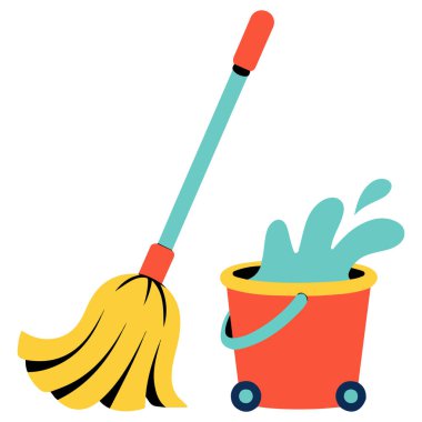 Yer temizleme vektörü izole edilmiş beyaz arkaplan