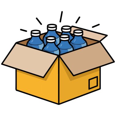 Kutulanmış içme suyu şişeleri vektör grafiği