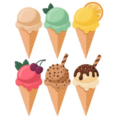 Dondurma külahları vektörü izole etti