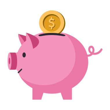 Sikke düz vektör dizaynlı domuz kumbarası