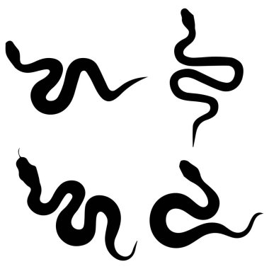 Yılan Silueti Beyaz arkaplanda izole vektör çizimini ayarla