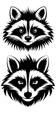 Siyah ve Beyaz Rakun Kafa Çizim Çizimi