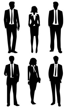 Ayakta Duran Erkek ve Kadınların Silüetleri İş Adamları Grubu
