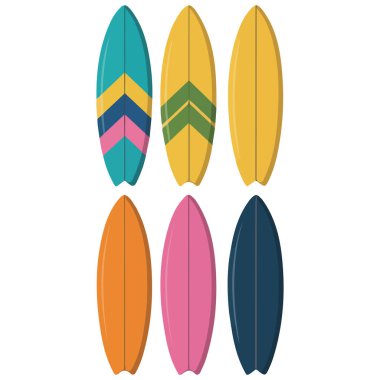 Canlı sörf tahtaları yaz plaj temalı vektör