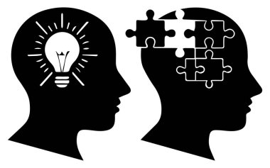 İnsan Başı Simgeleri Yaratıcı Düşünce ve İş Çözümlerini Ayarladı