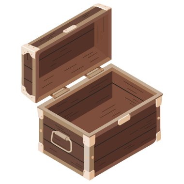 Beyaz Arkaplanda Isometric Açık Sandık Simgesi Vektör ResmiComment