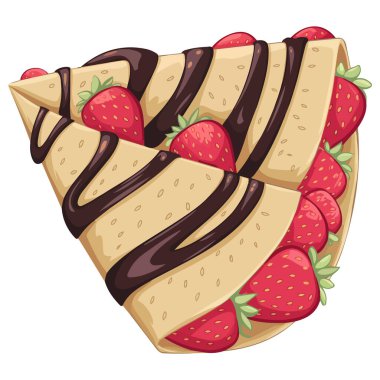 Web siteleri için Çilekli Lezzetli Krep ve Çikolata Vektör Krepleri