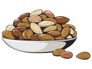 Badem Cevizi Web ve Uygulama Tasarımı Simgesi Çizgi Filmi Tabağı