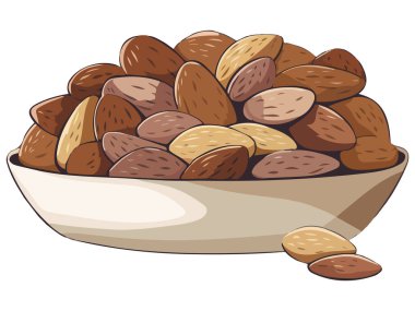 Web Tasarımı için Badem Ceviz Vektörü Simgesi Çizgi Filmi Tabağı