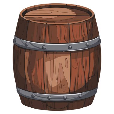 Ayrıntılı Doku Çizgi Filmi Biçimli Ahşap Varil Rustik Oyun Varlığı