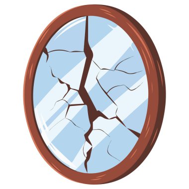 Kırık Ayna Kırık Cam Tasarımlı Çizgi Film Biçimi Ahşap Çerçeve