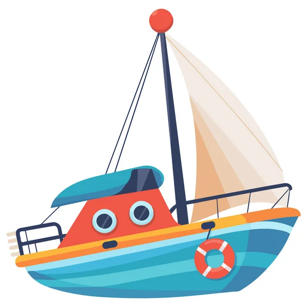 Şirin Yelkenli Tekne İskandinav Kreş Sanatı Clipart