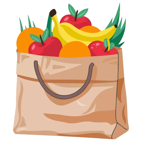 Beyaz Arkaplanda Meyve Simgesi Çizim Çantası Vektör İllüstrasyonu