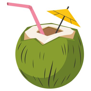 Genç Hindistancevizi Suyu Vektörü İllüstrasyonu