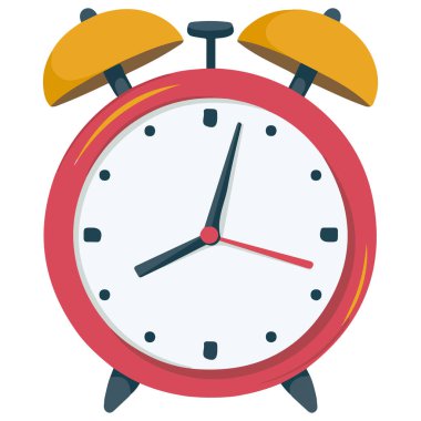 Kırmızı Alarm Saatinin Vektör Tasarımı İzole Edildi