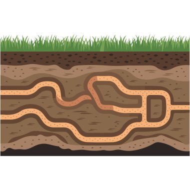 Tünellerdeki karınca kolonisi takım çalışması vektörü