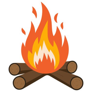 Kamp ateşi simgesi düz vektör
