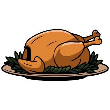 Kızarmış tavuk yemeği vektör çizimi