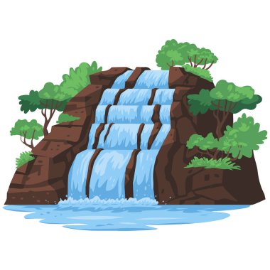 Tropik şelale ikonu vektörü