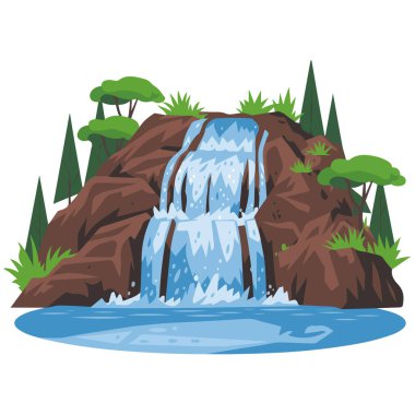 Ada şelale ikon vektörü