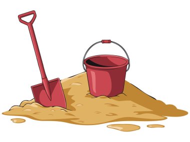 Çocuklar güneşli bir sahilde kumla oynuyorlar.