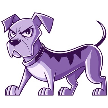 Beyazların üzerinde duran çılgın çizgi film köpeği