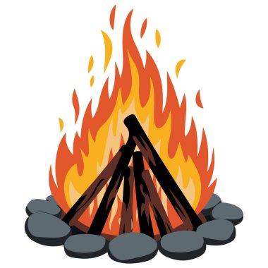 Beyaz arka plan üzerinde izole kamp ateşi