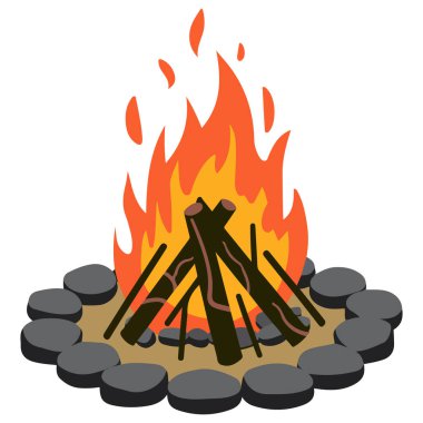 Yanan bir kamp ateşinin tasviri