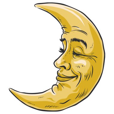 Beyaz üzerine Ay illüstrasyonu