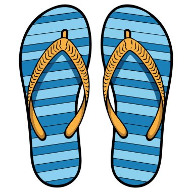 Çizgili parmak arası terlikler beyazda izole edilmiş.