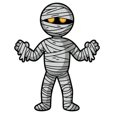 Tatlı Cadılar Bayramı mumyası beyaz arka planda izole edilmiş vektör çizimi