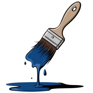 Beyaz arkaplanda mavi boya fırçası simgesi izole edilmiş vektör çizimi
