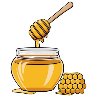 Beyaz arkaplanda bal peteği izole edilmiş vektör çizimi