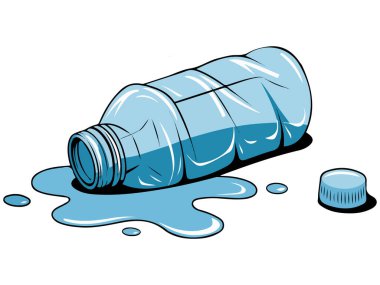 Beyaz arkaplanda plastik şişe izole edilmiş vektör çizimi