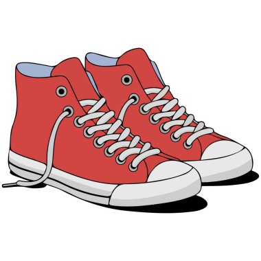 Kırmızı spor ayakkabılar beyaz arkaplanda izole edilmiş vektör çizimi