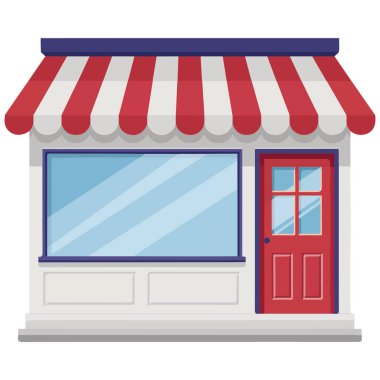 Beyaz arkaplanda şirin dükkan simgesi izole edilmiş vektör çizimi