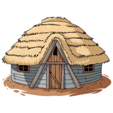 Beyaz arkaplanda saman kulübesi izole vektör çizimi