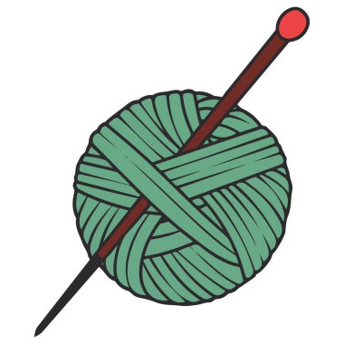 Beyaz arkaplanda yeşil iplik topu izole vektör çizimi