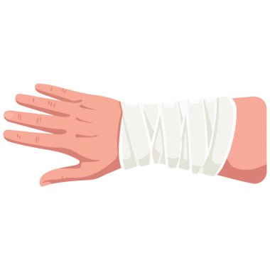 Beyaz arkaplan üzerindeki kol kırığı izole edilmiş vektör çizimi