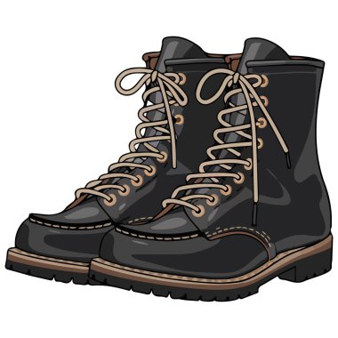 Beyaz arkaplanda yüksek siyah çizmeler izole edilmiş vektör çizimi