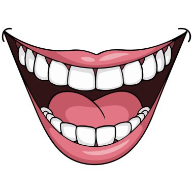 Ağız karikatürü simgesi beyaz arkaplanda izole edilmiş vektör çizimi